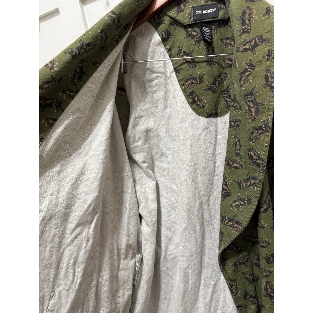 Joe Boxer Mens Elk Robe Long Sleeve Pockets Tie Cotton Flannel Cabincore Cottage - Picture 10 of 13
